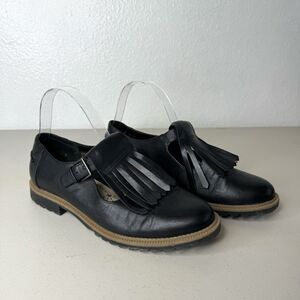 Clarks Somerset Griffin Mia Mary Jane Oxfords Women’s 7.5 Black Kiltie *flaw